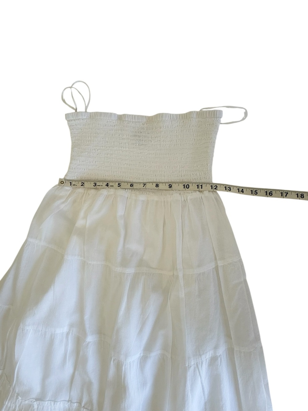 American Eagle White Cotton Midi Dress S Smocked Tiered Boho Prairie Cottagecore - Picture 10 of 13
